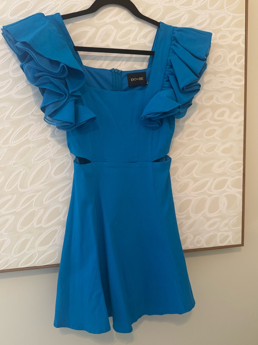 DO+BE Vibrant Blue Ruffle Sleeve Mini Dress